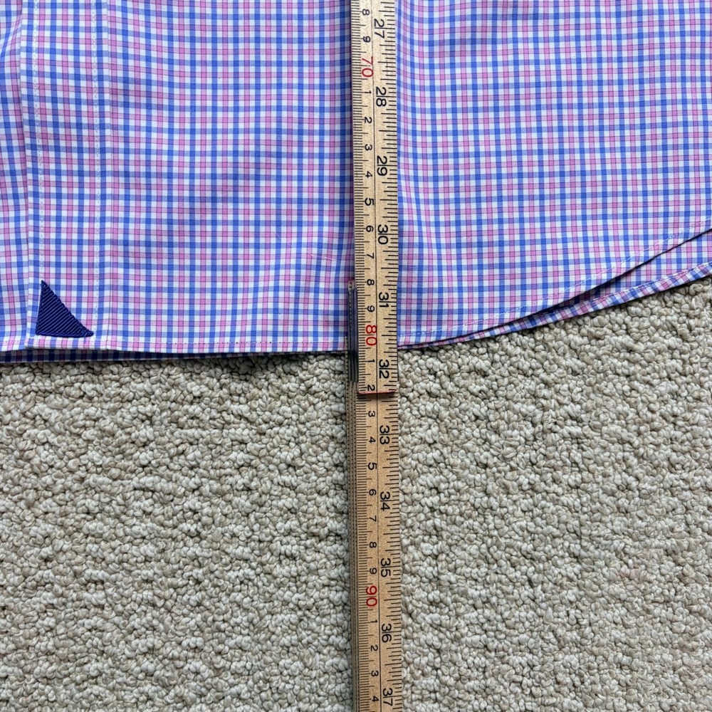 UNTUCKit Mens XXXL‎ Blue Pink Gingham Two Ply Cotton Button Down Shirt - Picture 6 of 6